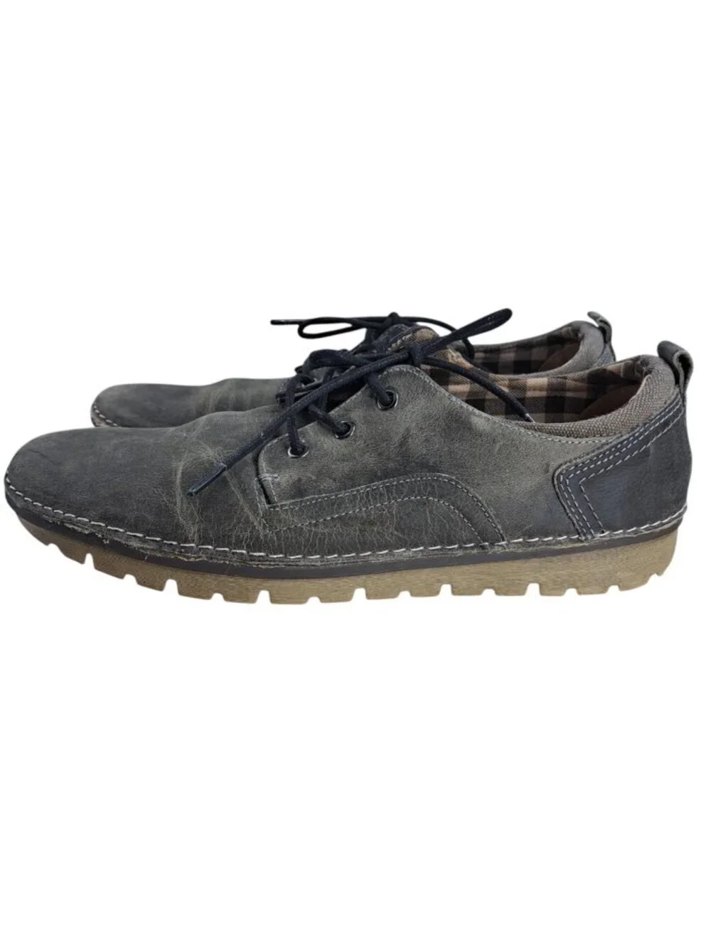 Roan by Bed Stu Arlo Gray Lace Up Leather Oxfords Shoes Size 10.5 Distressed